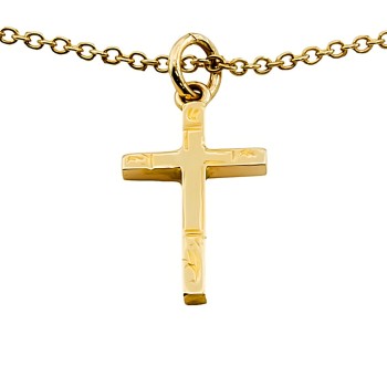 9ct Gold 2g 16 inch Cross Pendant with Chain